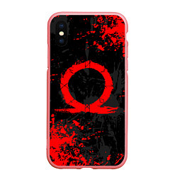 Чехол iPhone XS Max матовый GOD OF WAR LOGO RED, БРЫЗГИ КРАСОК