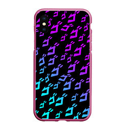 Чехол iPhone XS Max матовый JOJOS BIZARRE ADVENTURE NEON PATTERN НЕОН УЗОР