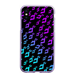 Чехол iPhone XS Max матовый JOJOS BIZARRE ADVENTURE NEON PATTERN НЕОН УЗОР, цвет: 3D-светло-сиреневый