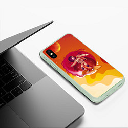 Чехол iPhone XS Max матовый Космический скейтборд, цвет: 3D-салатовый — фото 2