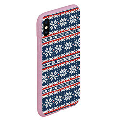 Чехол iPhone XS Max матовый Knitted Christmas Pattern, цвет: 3D-розовый — фото 2