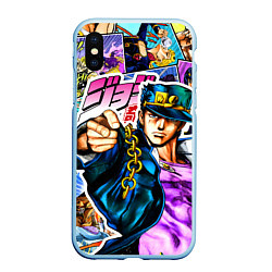 Чехол iPhone XS Max матовый Джотаро - JoJos Bizarre Adventure, цвет: 3D-голубой