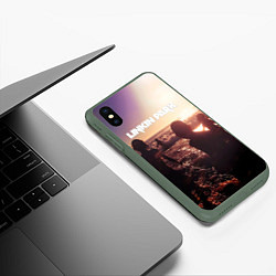 Чехол iPhone XS Max матовый Linkin Park - One More Light, цвет: 3D-темно-зеленый — фото 2