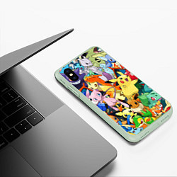 Чехол iPhone XS Max матовый АНИМЕ, ПОКЕМОНЫ ВСЕ ПЕРСОНАЖИ POKEMON, цвет: 3D-салатовый — фото 2