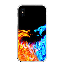 Чехол iPhone XS Max матовый FIRE DRAGONS ОГНЕННЫЕ ДРАКОНЫ, цвет: 3D-белый