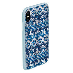 Чехол iPhone XS Max матовый Christmas Pattern, цвет: 3D-голубой — фото 2