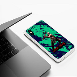 Чехол iPhone XS Max матовый Год оф Вар Кратос с топаром, цвет: 3D-белый — фото 2