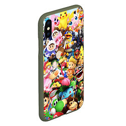 Чехол iPhone XS Max матовый SUPER SMASH BROS ГЕРОИ ИГРЫ, цвет: 3D-темно-зеленый — фото 2