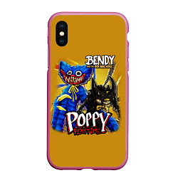 Чехол iPhone XS Max матовый POPPY PLAYTIME AND BENDY AND THE INK MACHINE, цвет: 3D-малиновый