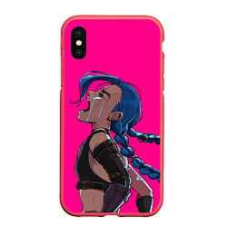 Чехол iPhone XS Max матовый League of legends Jinx, цвет: 3D-красный