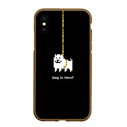 Чехол iPhone XS Max матовый UNDERTALE DOG НА КАНАТЕ, цвет: 3D-коричневый