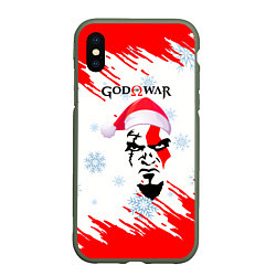 Чехол iPhone XS Max матовый Новогодний God of War, цвет: 3D-темно-зеленый