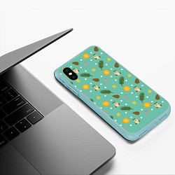 Чехол iPhone XS Max матовый Cozy pattern Зимний узор, цвет: 3D-мятный — фото 2