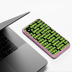 Чехол iPhone XS Max матовый Geometry Dash: Green Pattern Logo, цвет: 3D-розовый — фото 2