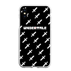 Чехол iPhone XS Max матовый UNDERTALE LOGO СРАЖЕНИЕ, МЕЧИ, цвет: 3D-белый