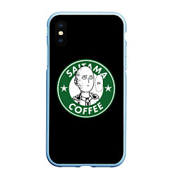 Чехол iPhone XS Max матовый ONE-PUNCH MAN OK COFFEE, цвет: 3D-голубой