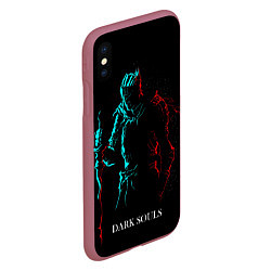 Чехол iPhone XS Max матовый Dark Souls NEON Силуэт, цвет: 3D-малиновый — фото 2