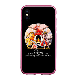 Чехол iPhone XS Max матовый A Day at the Races - Queen, цвет: 3D-малиновый