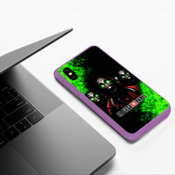 Чехол iPhone XS Max матовый БУМАЖНЫЙ ДОМ НЕОН LA CASA DE PAPEL BELLA CIAO, цвет: 3D-фиолетовый — фото 2