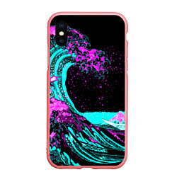 Чехол iPhone XS Max матовый НЕОНОВАЯ ЯПОНИЯ, ВОЛНА, ФУДЗИЯМА NEON JAPAN