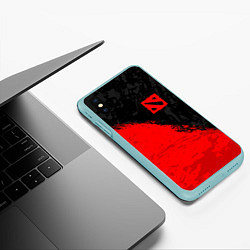 Чехол iPhone XS Max матовый DOTA 2 RED LOGO, БРЫЗГИ КРАСОК, цвет: 3D-мятный — фото 2