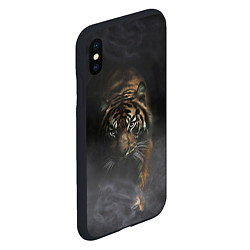 Чехол iPhone XS Max матовый Тигр в тумане, цвет: 3D-черный — фото 2