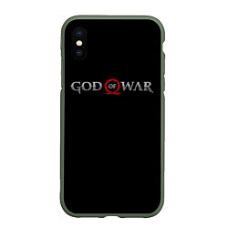 Чехол iPhone XS Max матовый GOD OF WAR LOGO, РУНЫ, цвет: 3D-темно-зеленый