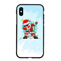 Чехол iPhone XS Max матовый Santa Dabbing в гирлянде, цвет: 3D-черный