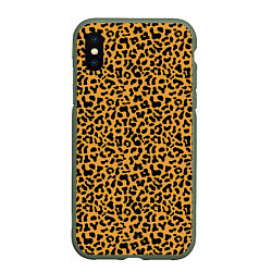 Чехол iPhone XS Max матовый Леопард Leopard, цвет: 3D-темно-зеленый