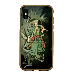 Чехол iPhone XS Max матовый Зоро Zoro Ван Пис, цвет: 3D-коричневый