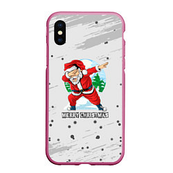 Чехол iPhone XS Max матовый Merry Christmas Santa Dabbing, цвет: 3D-малиновый