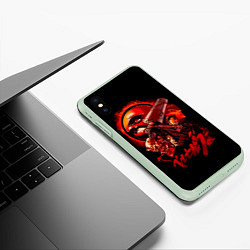 Чехол iPhone XS Max матовый Гатс, Каска, Рыцарь-Череп и Апостол-Яйцо Berserk, цвет: 3D-салатовый — фото 2