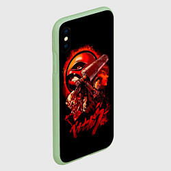 Чехол iPhone XS Max матовый Гатс, Каска, Рыцарь-Череп и Апостол-Яйцо Berserk, цвет: 3D-салатовый — фото 2