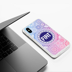 Чехол iPhone XS Max матовый FIAT BIG LOGO, цвет: 3D-белый — фото 2