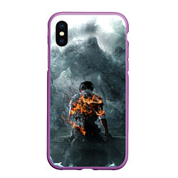 Чехол iPhone XS Max матовый HELLBOUND ЗОВ АДА ПОСТЕР, цвет: 3D-фиолетовый