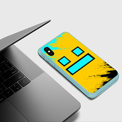 Чехол iPhone XS Max матовый GEOMETRY DASH SMILE БРЫЗГИ КРАСОК, цвет: 3D-мятный — фото 2