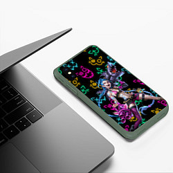 Чехол iPhone XS Max матовый JINX ARCANE NEON MEOW! LOL, цвет: 3D-темно-зеленый — фото 2