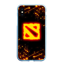 Чехол iPhone XS Max матовый DOTA 2 FIRE LOGO ДОТА 2 ОГНЕННЫЙ ЛОГО, цвет: 3D-голубой