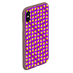 Чехол iPhone XS Max матовый Фиолетовый Фон с Желтыми Квадратами Иллюзия Движен, цвет: 3D-коричневый — фото 2
