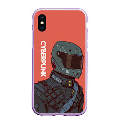 Чехол iPhone XS Max матовый Cyberpunk Спина, цвет: 3D-сиреневый