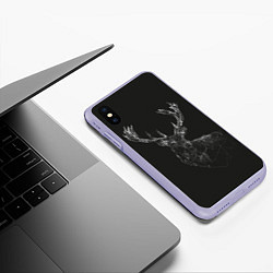 Чехол iPhone XS Max матовый DEER POLYGONS, цвет: 3D-светло-сиреневый — фото 2