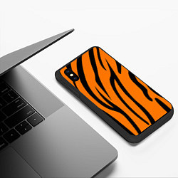 Чехол iPhone XS Max матовый Текстура тиграtiger, цвет: 3D-черный — фото 2