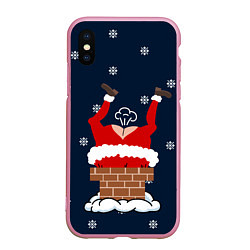 Чехол iPhone XS Max матовый САНТА КЛАУС ЗАСТРЯЛ SANTA, цвет: 3D-розовый