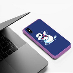 Чехол iPhone XS Max матовый Dab Snowman in a scarf, цвет: 3D-фиолетовый — фото 2