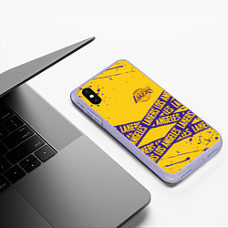 Чехол iPhone XS Max матовый LAKERS SPORT LINE STYLE NBA, цвет: 3D-светло-сиреневый — фото 2