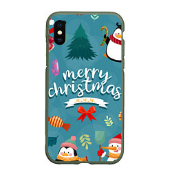 Чехол iPhone XS Max матовый Merry Christmas from Eugenia, цвет: 3D-темно-зеленый