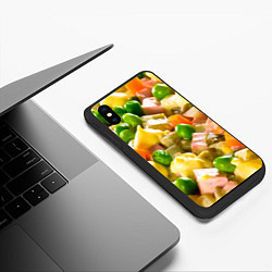 Чехол iPhone XS Max матовый Весь в оливье, цвет: 3D-черный — фото 2