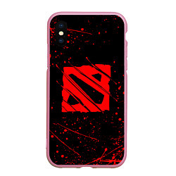 Чехол iPhone XS Max матовый DOTA 2 БРЫЗГИ КРАСОК, КРОВЬ, цвет: 3D-розовый