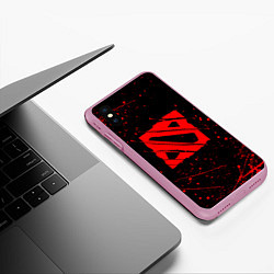 Чехол iPhone XS Max матовый DOTA 2 БРЫЗГИ КРАСОК, КРОВЬ, цвет: 3D-розовый — фото 2