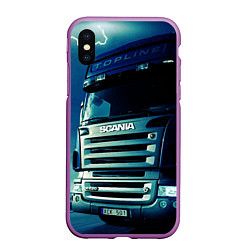 Чехол iPhone XS Max матовый SCANIA Дальнобой 2022, цвет: 3D-фиолетовый